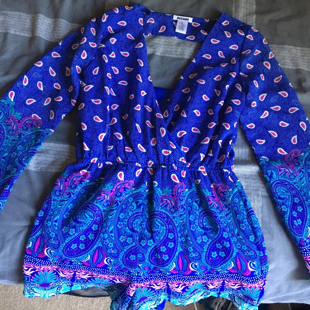 Blue multicolor paisley romper